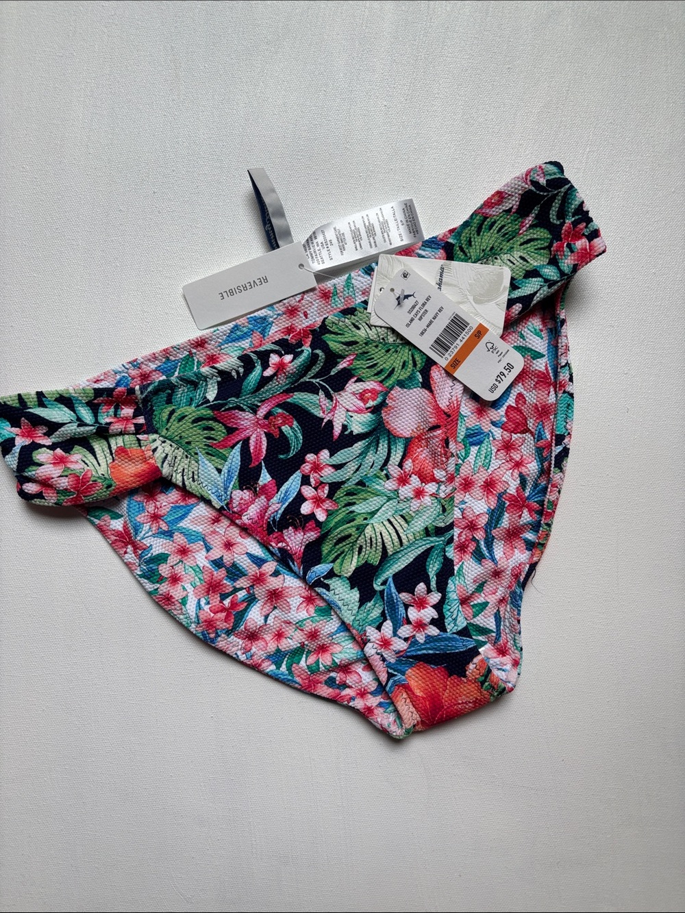 Tommy Bahama reversible green and peach pink Floral Bikini Bottom
